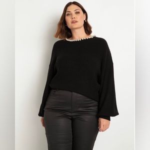 Precious Pearl Neckline sweater from Eloquii